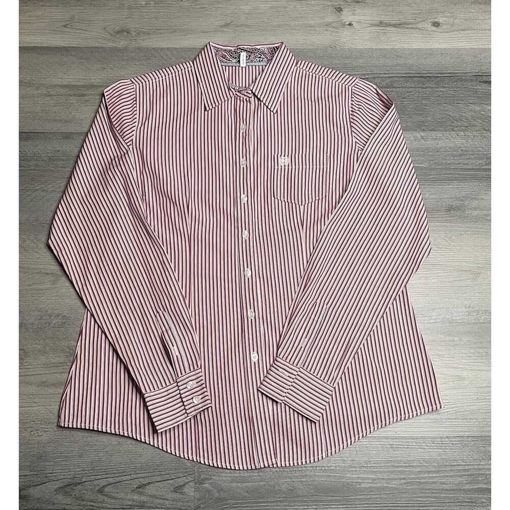 Cinch Shirt Womens Multicolor Button-Up Long Sleeve Striped Western Style US XL